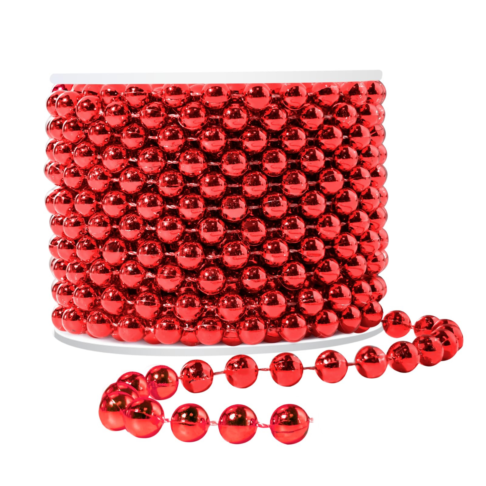 Craft Pearl 33 Feet Pearl Beads Garland for Christmas Tree, 8MM Red Faux Pearls Strings Bead Roll... | Amazon (US)