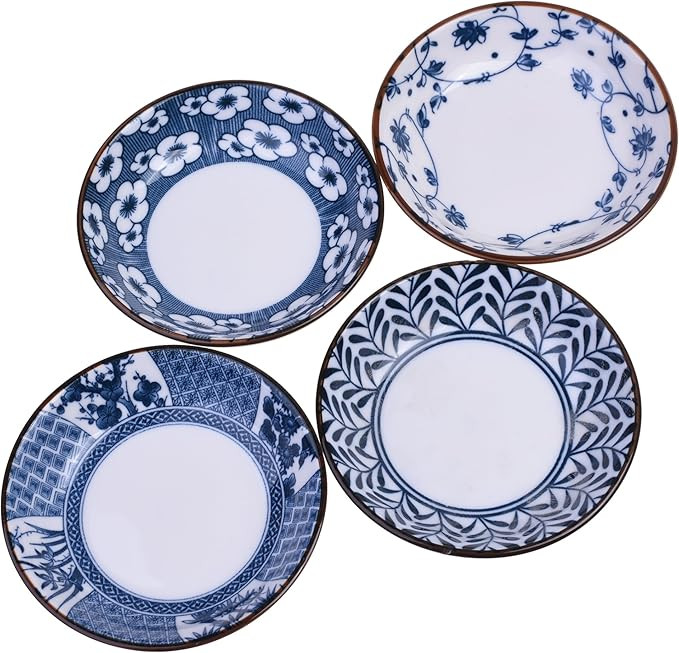 Beautyflier Set of 4 Ceramic Sauce Dish Soy Sauce Dipping Bowls Appetizer Plates Side Dishes Serv... | Amazon (US)