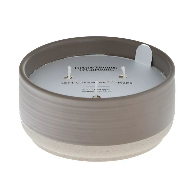 Better Homes & Gardens Soft Cashmere Amber Scented 16oz Ceramic Dish 3-Wick Candle | Walmart (US)