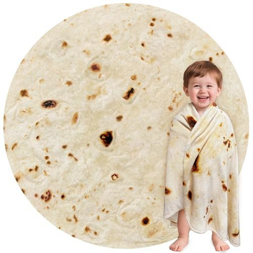 Jorbest Burritos Tortilla Wrap Blanket Adult Kids and Baby Size Birthday Gifts, Double Sided Food Throw Blanket Funny Gifts for Women Men Teen, 285 GSM Soft Flannel Taco Blanket (Beige, 47 inches) | Amazon (US)