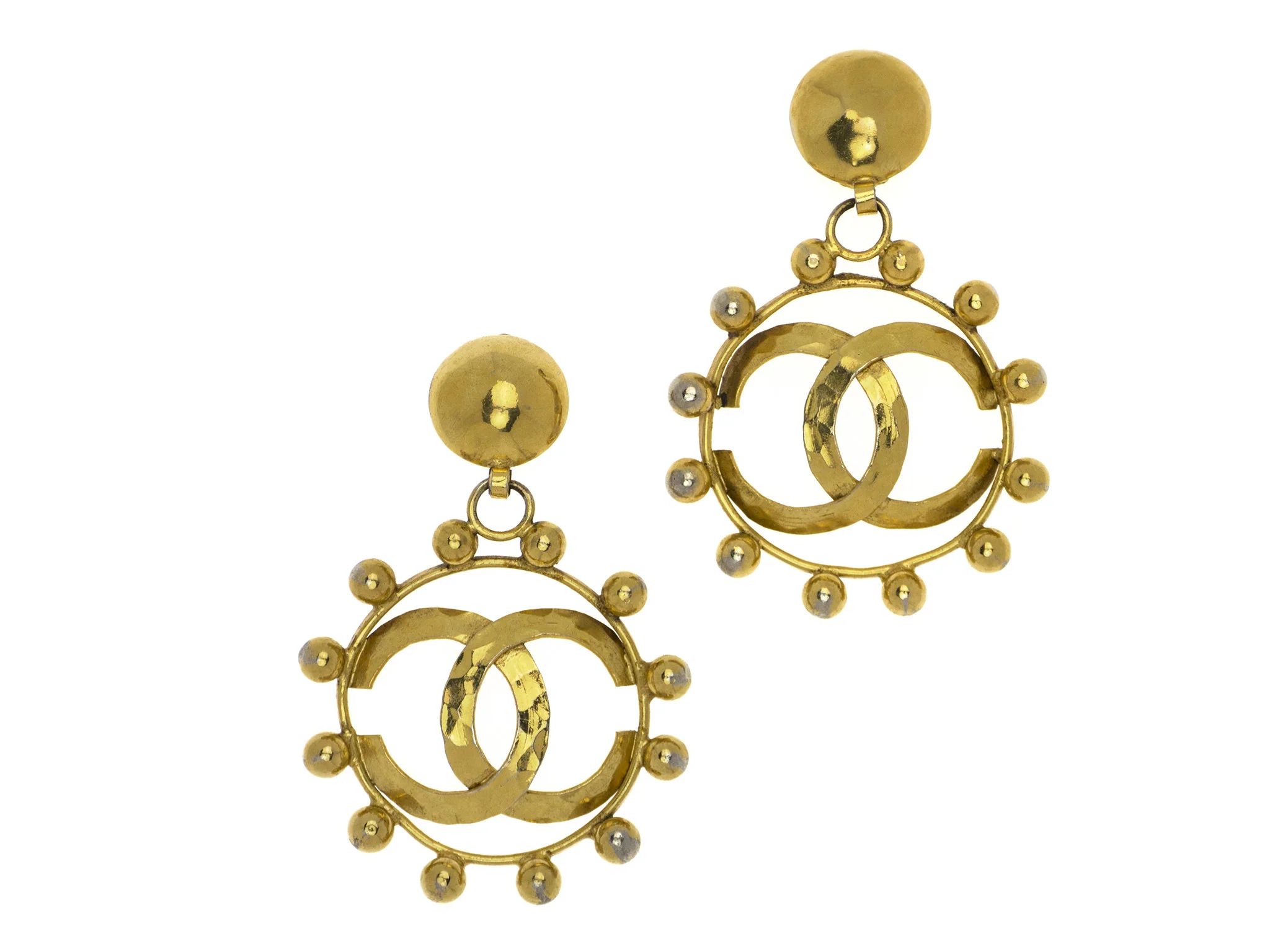 Chanel Vintage Gold Shipwheel Earrings | Designer-Vault