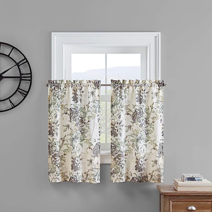 Waverly Kensington Bloom Small Panel Tiers Privacy Window Treatment Pair Bathroom, Living Room, 5... | Amazon (US)