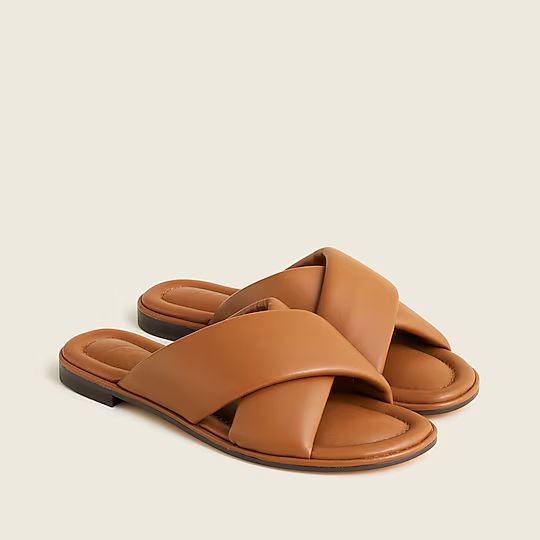 Menorca padded cross-strap sandals in leather | J.Crew US
