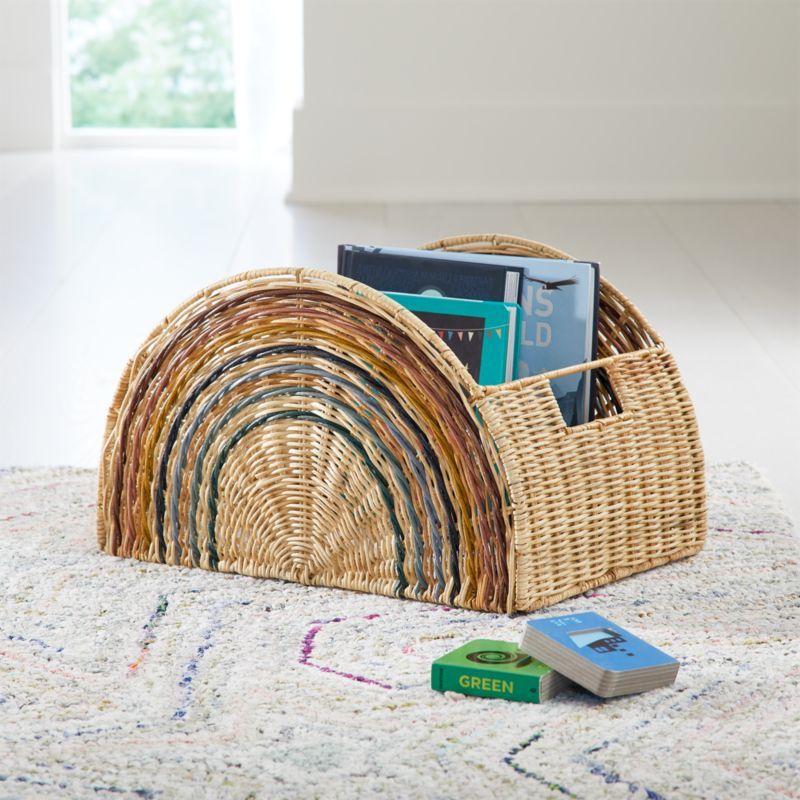 Rainbow Woven Rattan Semi Circle Storage Basket with Handles + Reviews | Crate & Kids | Crate & Barrel