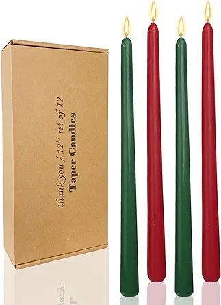 LPUSA 12 Inch Christmas Taper Candles Unscented Smokeless Long Tall Tapered Candle for Candlestic... | Amazon (US)