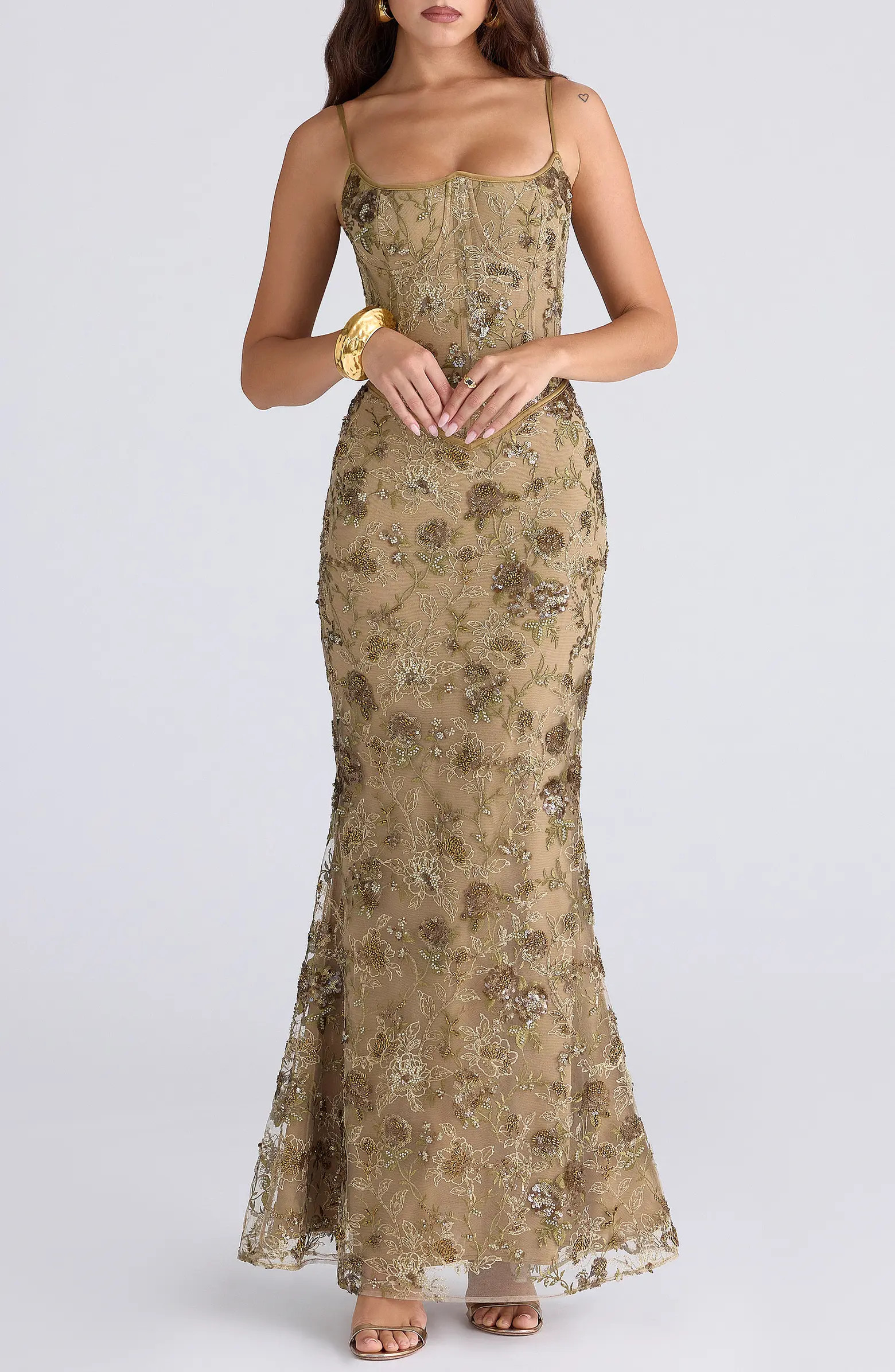 HOUSE OF CB Naima Bronze Embellished Corset | Nordstrom | Nordstrom