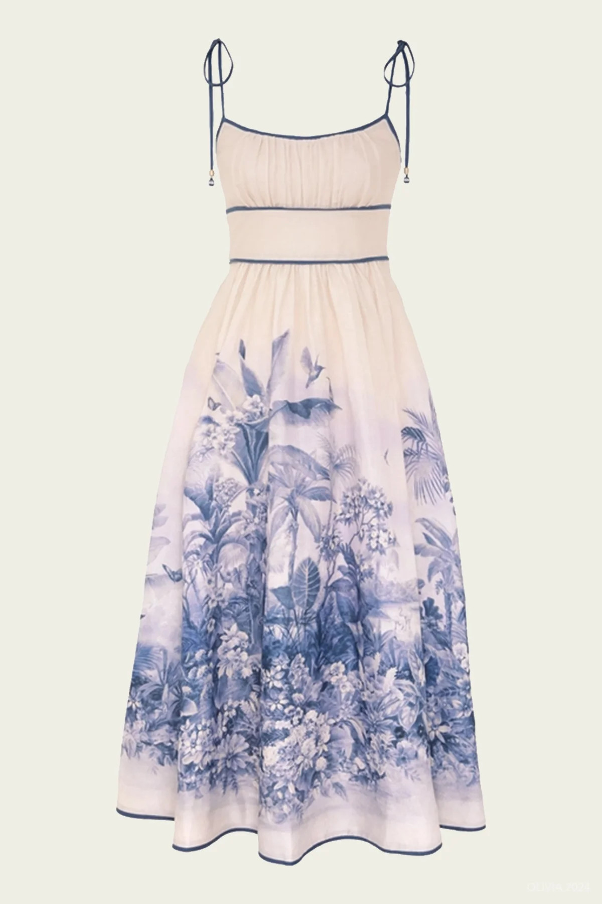 Wylie Picnic Dress in Blue Palm - 2 | Shop Olivia