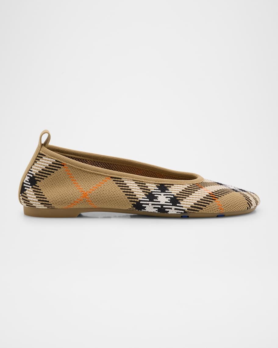 Burberry Baby Check Knit Ballerina Flats | Neiman Marcus