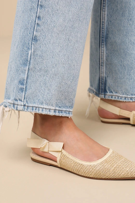 Galloway Natural Raffia Pointed-Toe Slingback Flats | Lulus