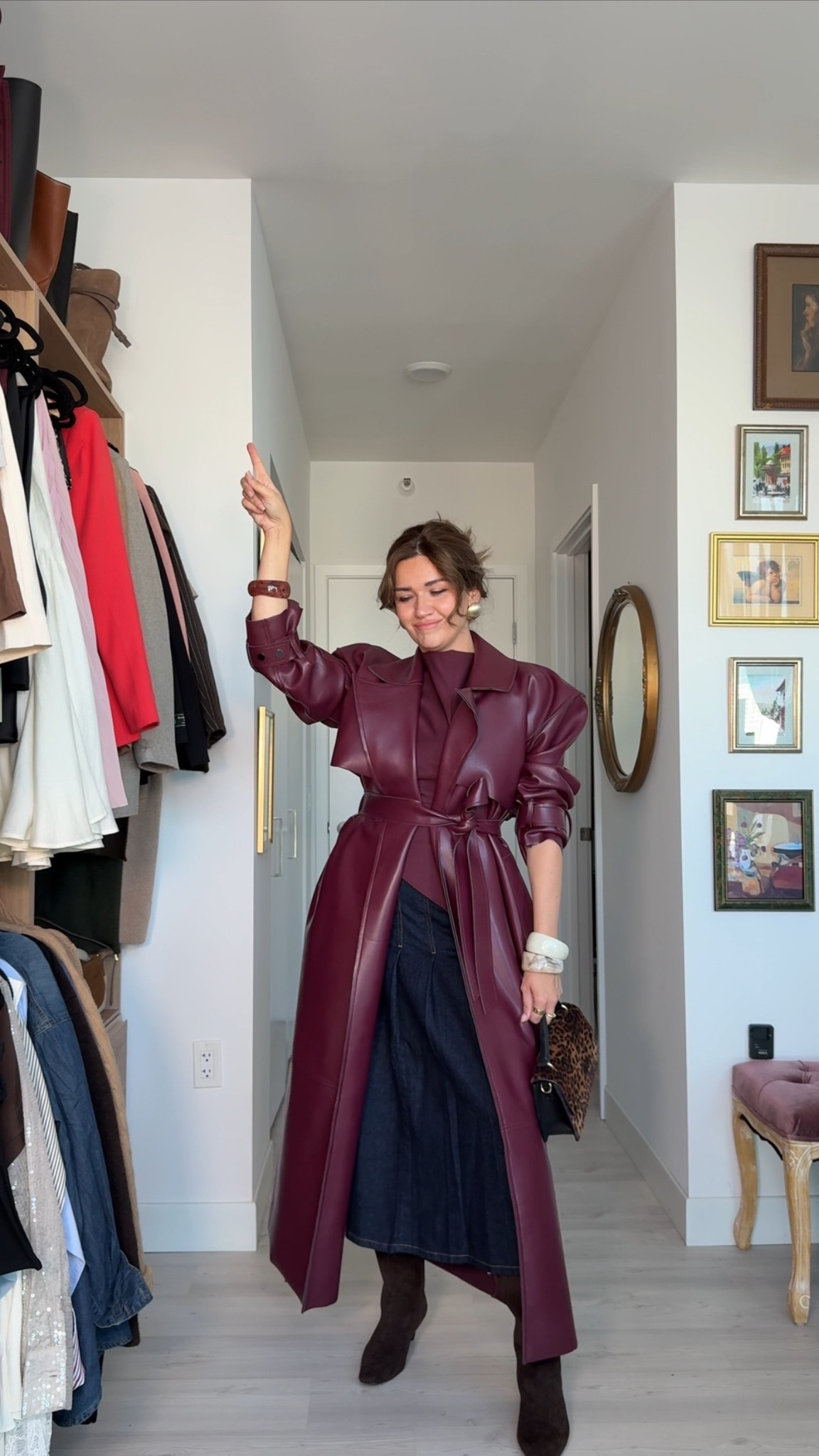 Look one! 🪄

This coat is a show STOPPER, but it runs very very oversized and has highly padded shoulders - so size down by one, maybe even two sizes depending on what your current size is. And be ready for some DRAAAAMA. This is not a code for the faint of heart 🔥

I’m so glad that I bought this GORGEOUS skirt because at $30 and 99% cotton, it is such an incredible and interesting staple! I know I will reach for it year after year and I can even see myself wearing this through all four seasons 👏🏻 I got a four and I’m usually a six so if you’re in between sizes, I would size down!
