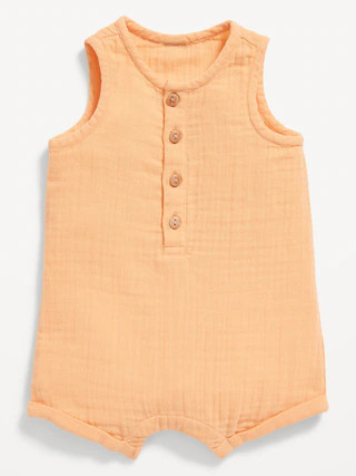 Unisex Sleeveless Henley Romper for Baby | Old Navy (US)