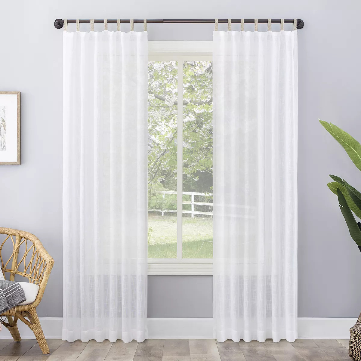 No. 918 Ceri Linen Texture Jute Tabs Semi-Sheer Tab Top Window Curtain | Kohl's