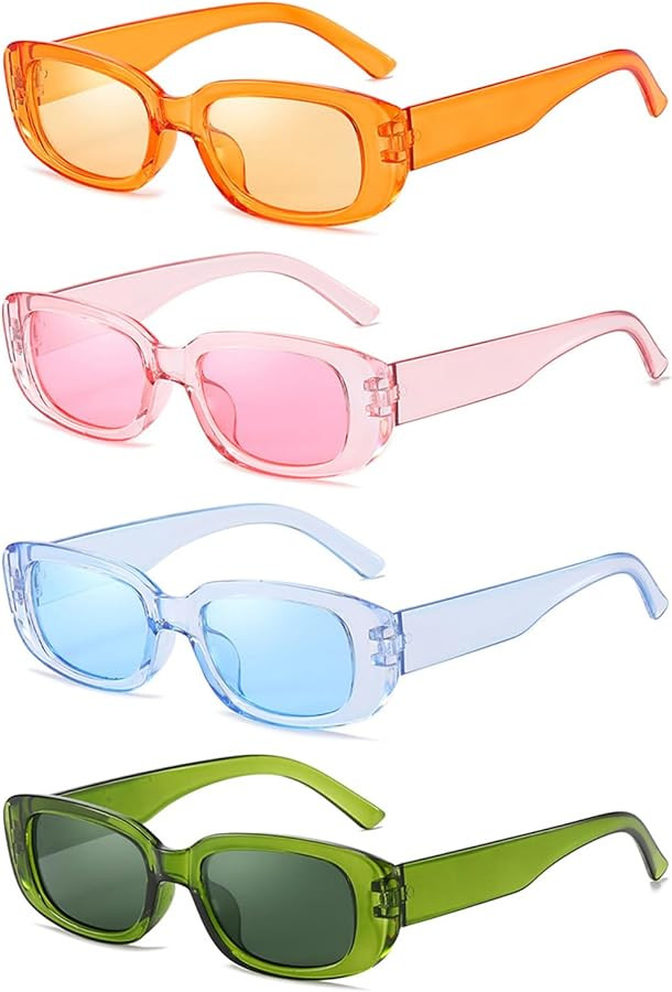 4/8/12 Pack Colorful Party Sunglasses Bulk Retro Small Rectangle Shades Set Women Vintage Square ... | Amazon (US)