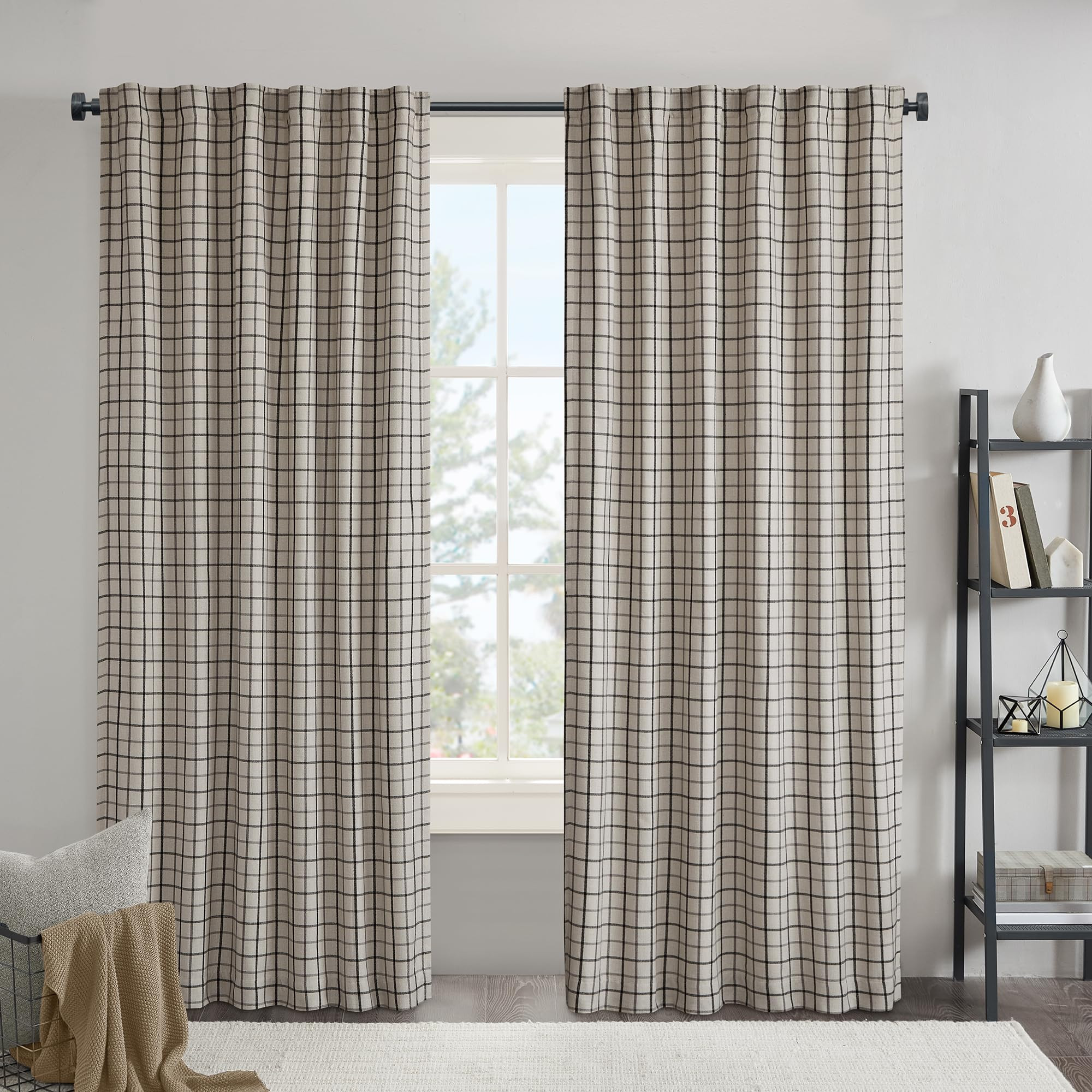 Madison Park Window Curtain for Living Room Thermal Insulated Fleece Lining, Cabin Plaid Curtain ... | Amazon (US)