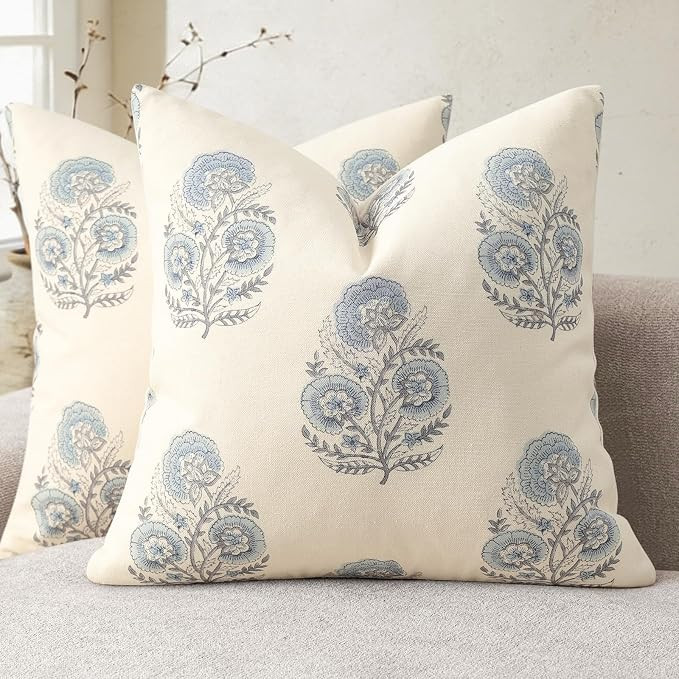 YCOLL Vintage Floral Print Cushion Covers 50x50 Set of 2 Patterned Accent Sofa Cushions Modern Fa... | Amazon (UK)