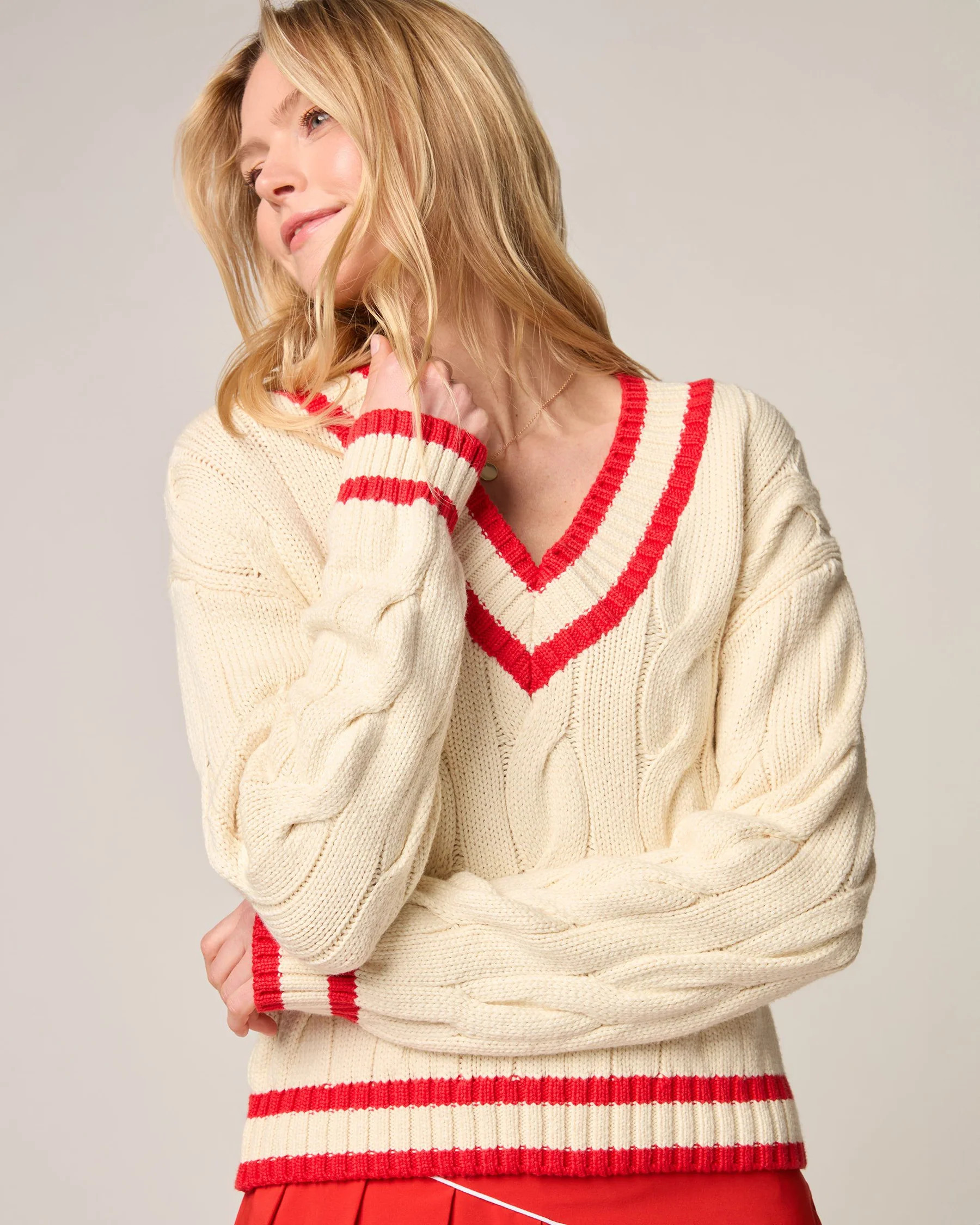 Varsity Cable Knit Cotton Sweater | johnnie O