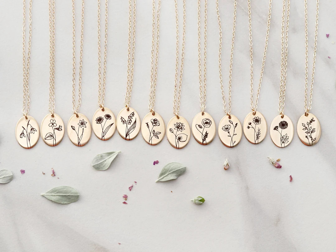 Flower Necklace • Floral Pendant Necklace • Birthday Gift for Her • Birth Flower Necklace ... | Etsy (US)