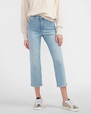 High Waisted Light Wash Straight Jeans | Express