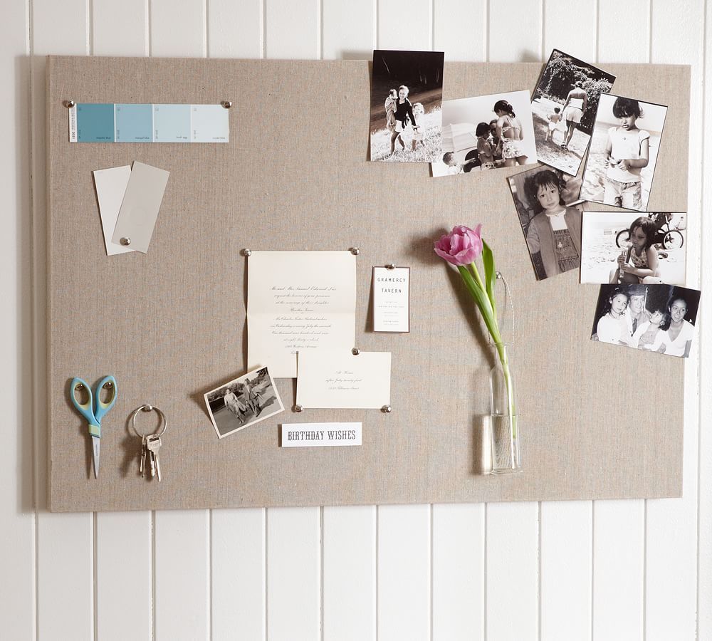 Linen Home Office Pinboard - Stone | Pottery Barn (US)