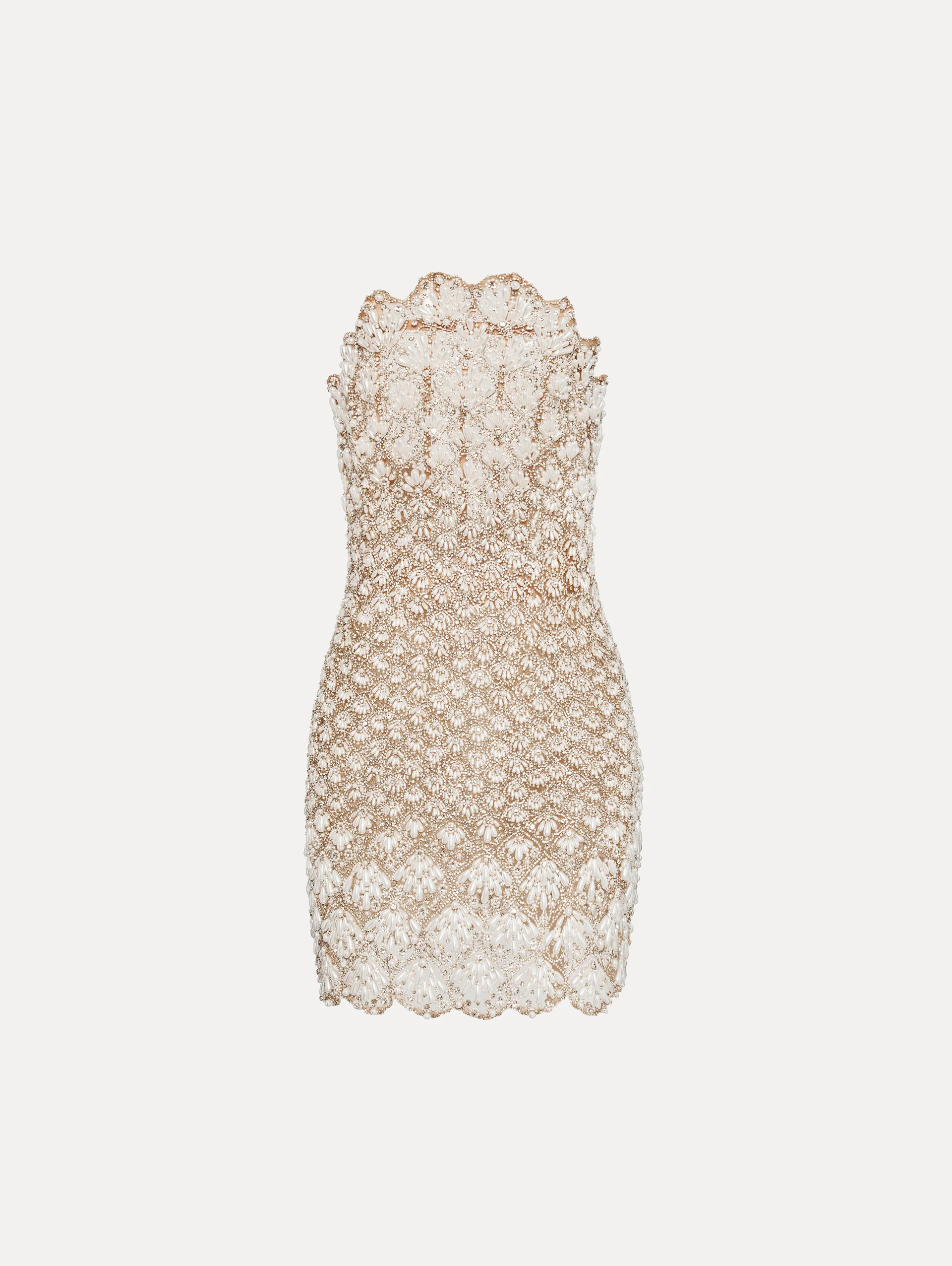 Pearl Embroidered Scallop Dress | Oscar de la Renta