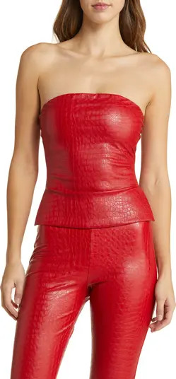 The Crocodile Collection Croc Embossed Faux Leather Tube Top | Nordstrom