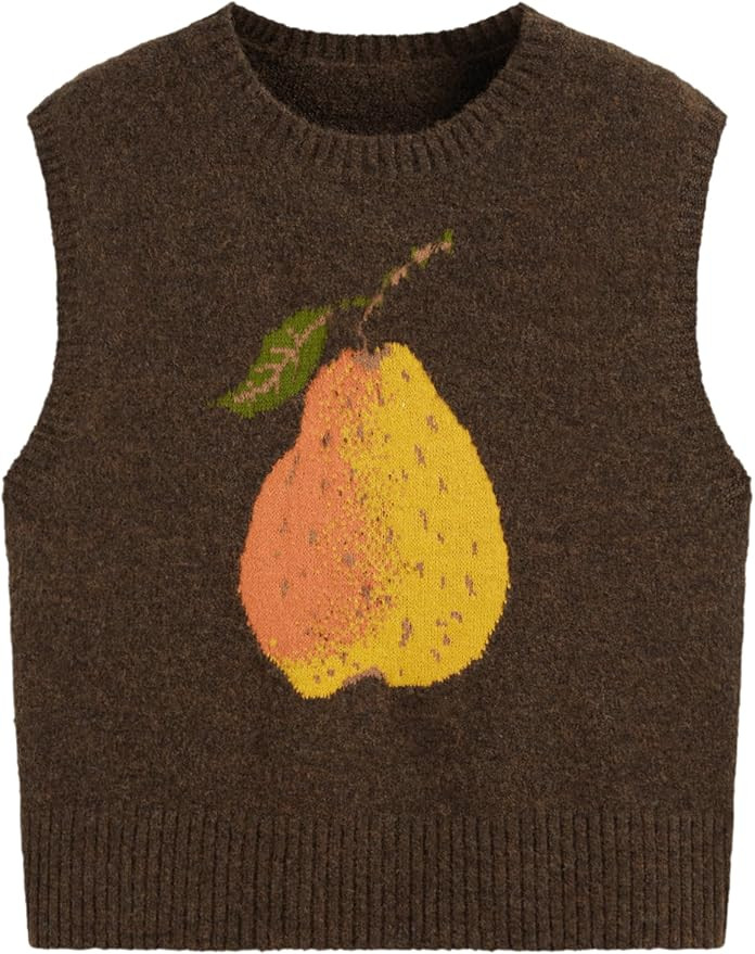 CIDER Women’s Sweater Vest Knit Sleeveless Pear Cute Graphic Sweater Vest Tank Top Fall Outfits | Amazon (US)