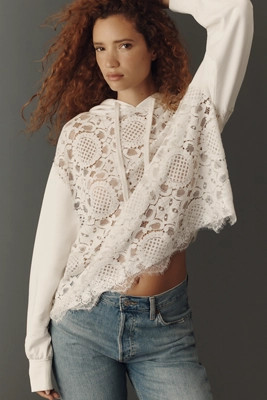 By Anthropologie Relaxed Lace Hoodie | Anthropologie (US)