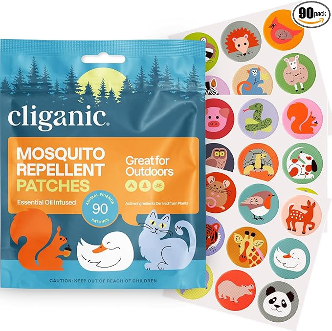Cliganic Mosquito Repellent Stickers (90 Pack) - Animal Patches for Kids, Natural DEET-Free, Esse... | Amazon (US)