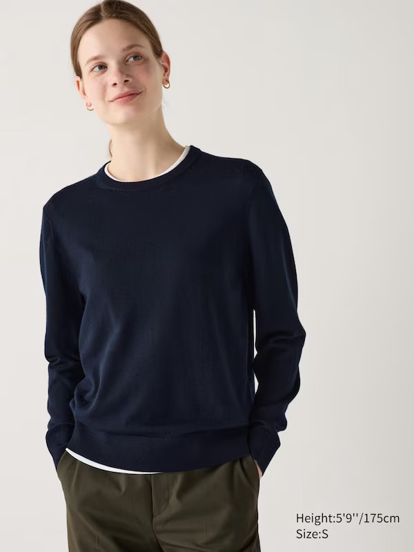 100% Merino Crew Neck Jumper | UNIQLO (UK)