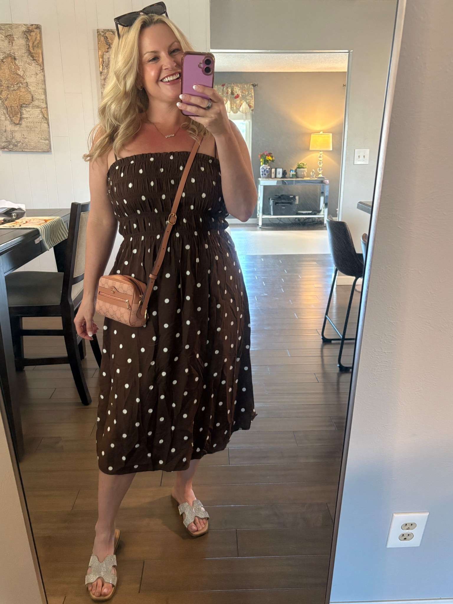 Loving this polka dot dress for spring/summer! It's only $20! I paired mine with my light pink Gucc bag as I love a brown/baby pink combo!

Polka dot dress. Brown polka dot dress. Pink Gucci Bag. Gucci Crossbody. Spring Dress. Summer outfit

#LTKgrwm #LTKdayinmylife #LTKootd