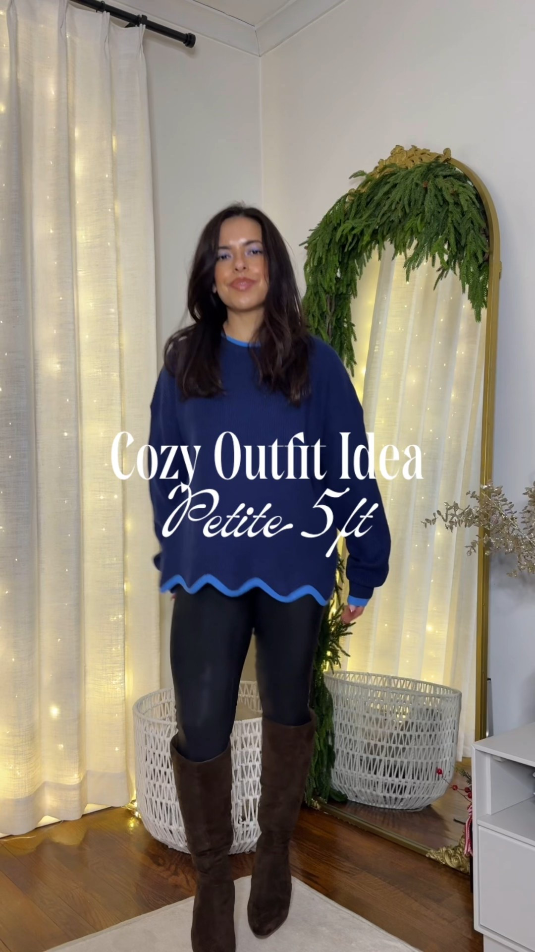 Comfortable outfit idea that’s petite friendly. Wearing my spanx faux leather leggings with knee high boots and an Amazon sweater. 

#LTKootd #LTKPetite