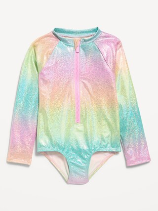 Long-Sleeve Rashguard One-Piece Swimsuit for Toddler Girls | Old Navy (US)