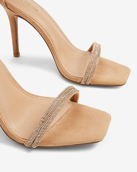 Embellished Tubular Ankle Tie Heeled Sandals | Express