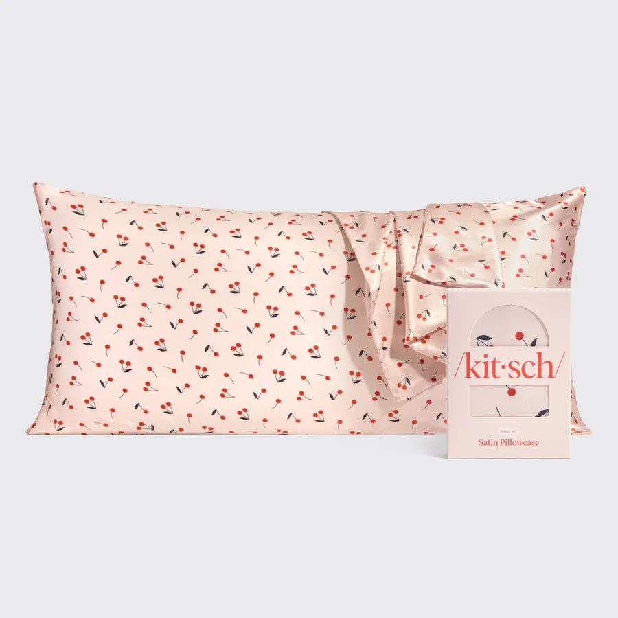 Satin Pillowcase in Cherry Print - King | Kitsch