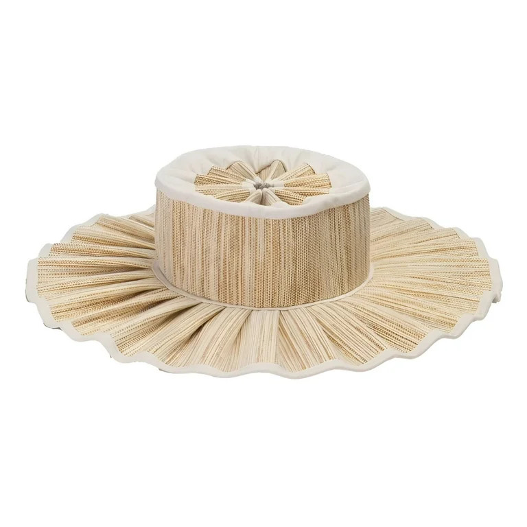 TELOLY Foldable Pleated Belt Strap Big Brim Hat Ladies Beach Travel Sun Shade Straw Hat | Walmart (US)