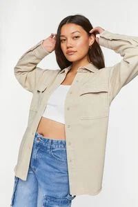 French Terry Dolphin-Hem Shacket | Forever 21 (US)