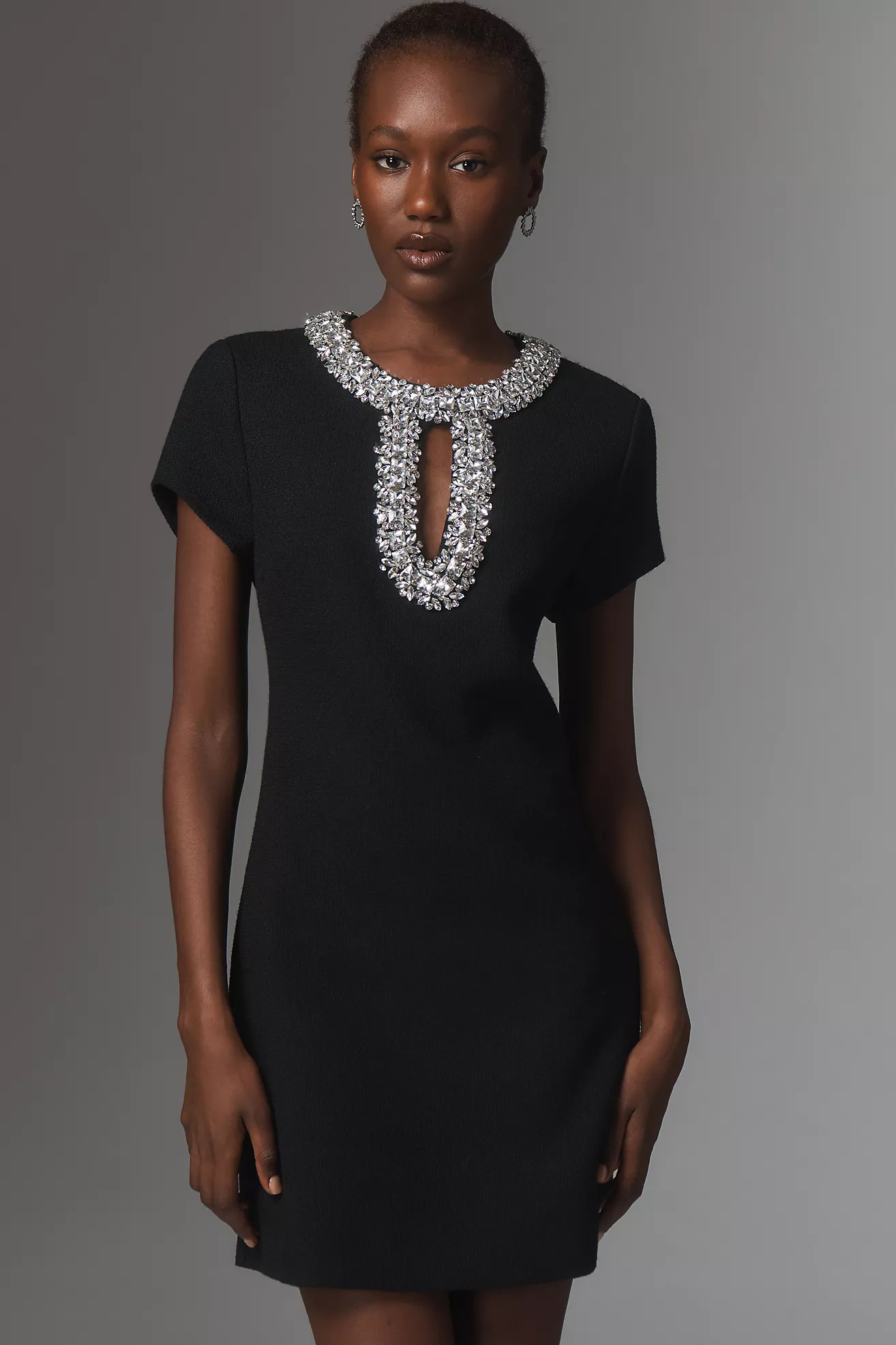 Endless Rose Short-Sleeve Keyhole Mini Dress | Anthropologie (US)