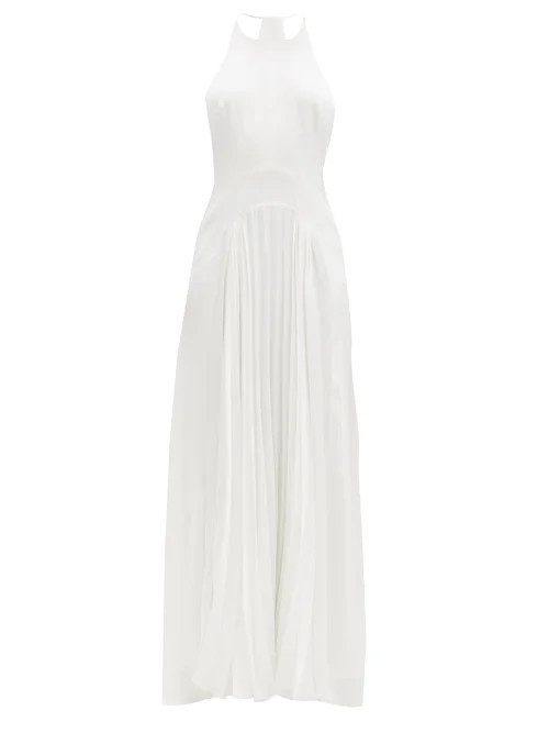 Galvan - Provence Pleated-crepe Floor-length Gown - Womens - White | Matches (UK)