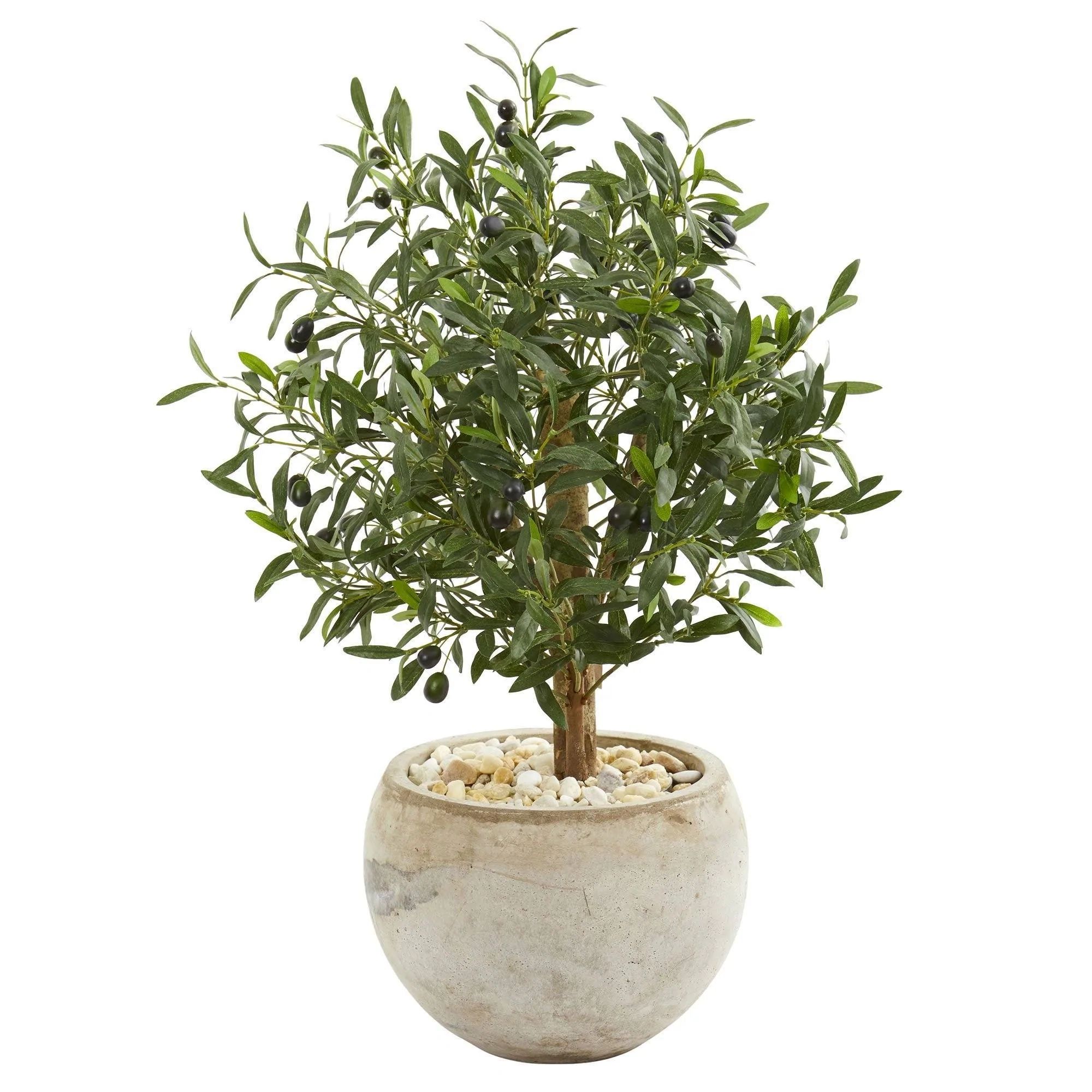 31” Olive Artificial Tree in Bowl Planter | Nearly Natural