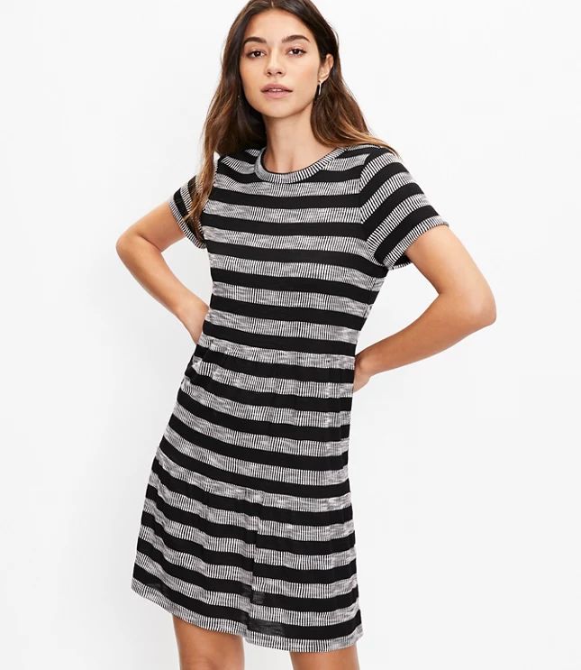 Geo Striped Tiered Tee Dress | LOFT