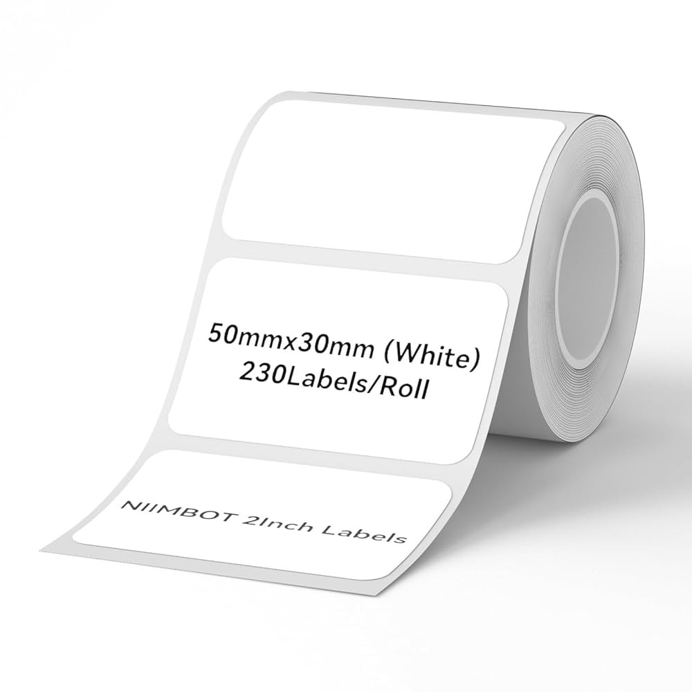 NIIMBOT Labels for B1/B21/B3S Label Maker, 50 x 30 mm (1.97'' x 1.18'') 230 Tapes/Roll, Thermal L... | Amazon (US)