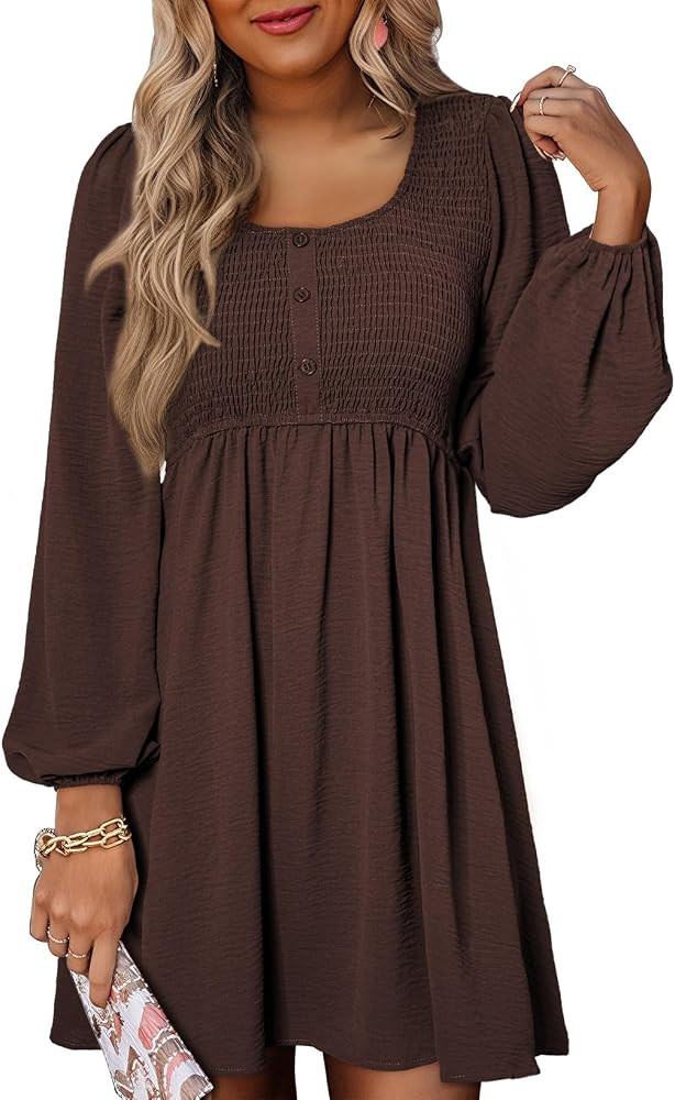 Dokotoo Fall Dresses for Women 2026 Casual Long Sleeve Mini Dress | Amazon (US)