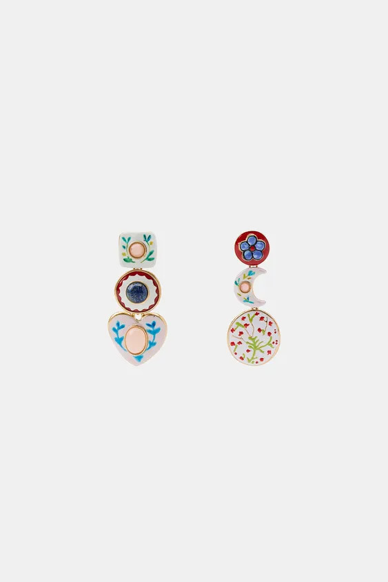 TRIPLE HEART MOON STONE EARRINGS | Zara FR