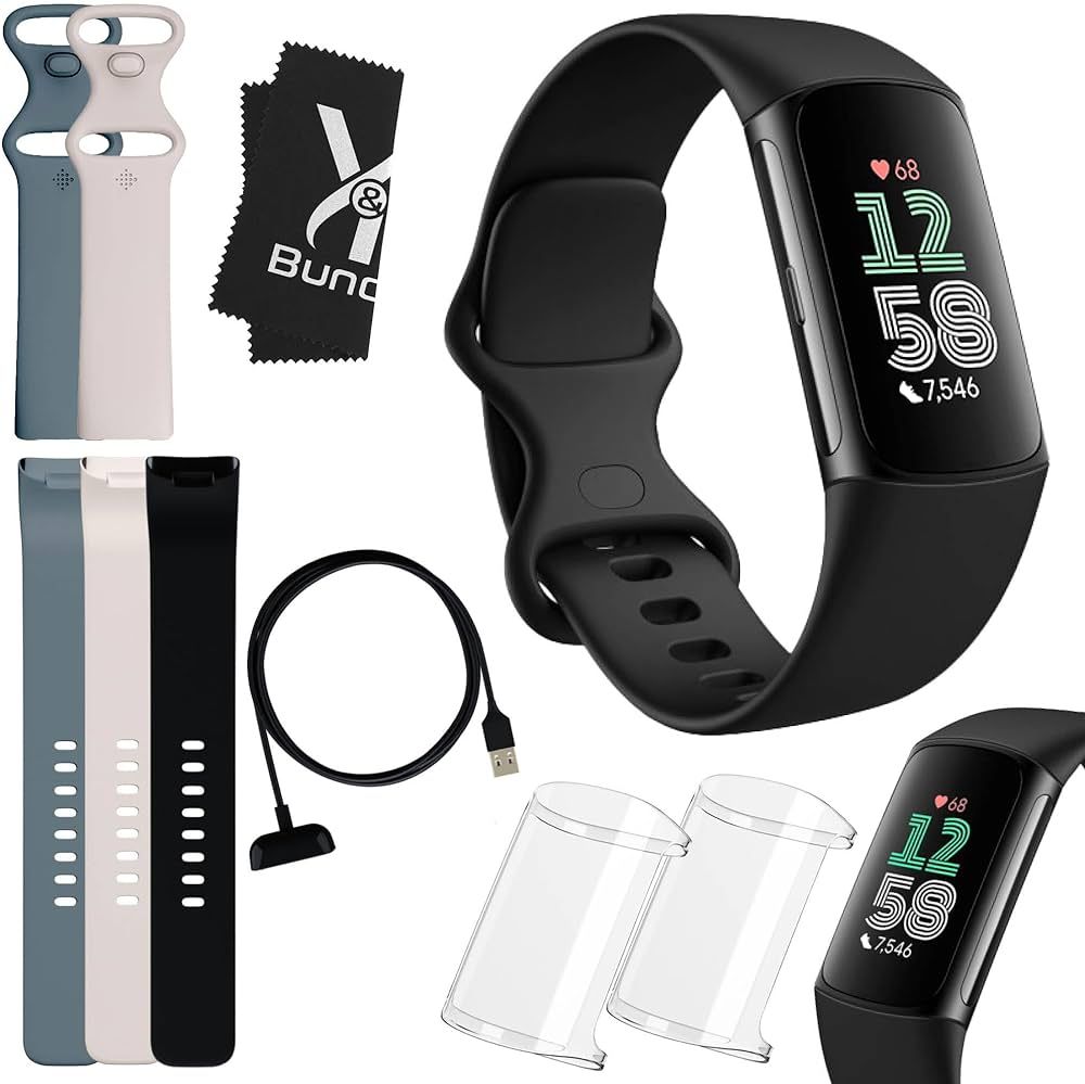 Fitbit Charge 6 Bundle - Fitbit Fitness Tracker Health Watch with 2 Screen Protectors, Extra Band... | Amazon (US)