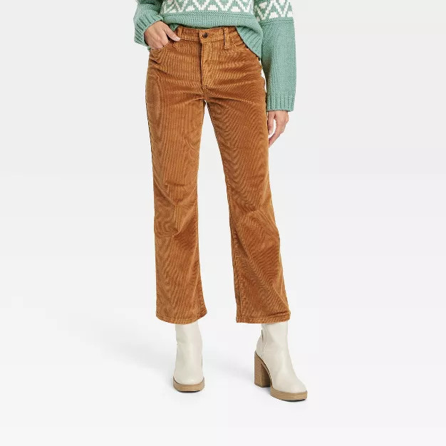 Women's High-Rise Corduroy Cropped Bootcut Jeans - Universal Thread™ Brown | Target