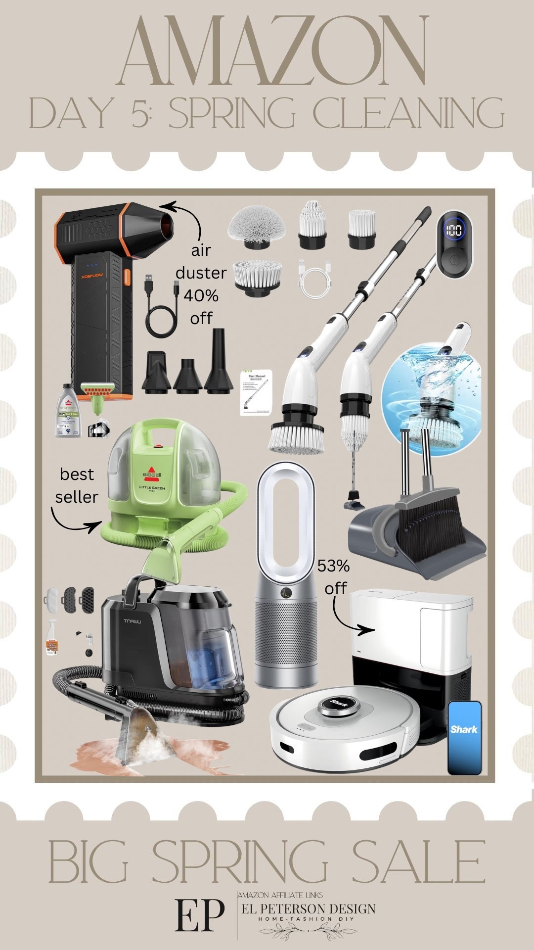 Amazon Big Spring Sale
Day 5: Spring Cleaning
Robot vacuum 
Humidifier 
Compressed duster
Vacuum 
Scrubber 

#LTKHome #LTKSaleAlert