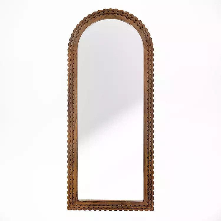 Natural Scalloped Savannah Arch Floor Mirror | Kirklands