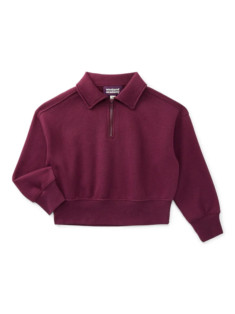 Weekend Academy Boys Fleece Quarter Zip Sweatshirt, Sizes 4-18 | Walmart (US)
