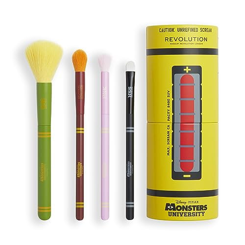 Revolution x Monsters University Scare Can Brush Set & Sulley-inspired Makeup Bag Set of 2, Black,Rose Gold | Amazon (US)