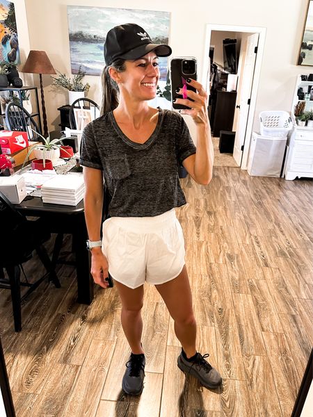 Running outfit
Walmart burnout tee - sized up to a medium, could’ve sized up even more
Target shorts - small - sized up one
Hokas - tts

#LTKFind #LTKfit #LTKunder50